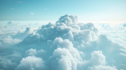 Ethereal cloudscape with a vast expanse of cumulus clouds. - obrazy, fototapety, plakaty