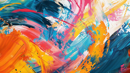 Bright and bold paint strokes in a dynamic and energetic composition.