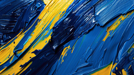 Blue and yellow bold strokes of paint blending seamlessly.