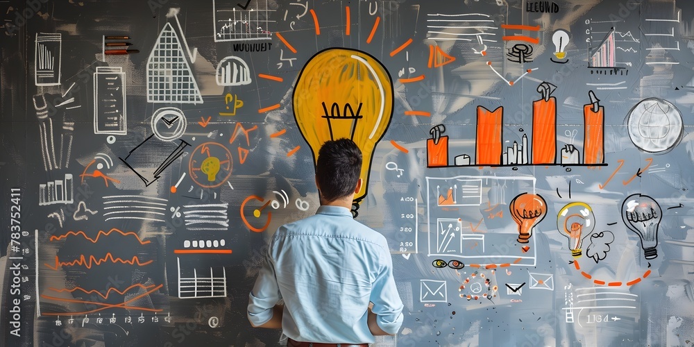 Poster entrepreneur s captivating startup pitch with compelling data visualizations highlighting potential 