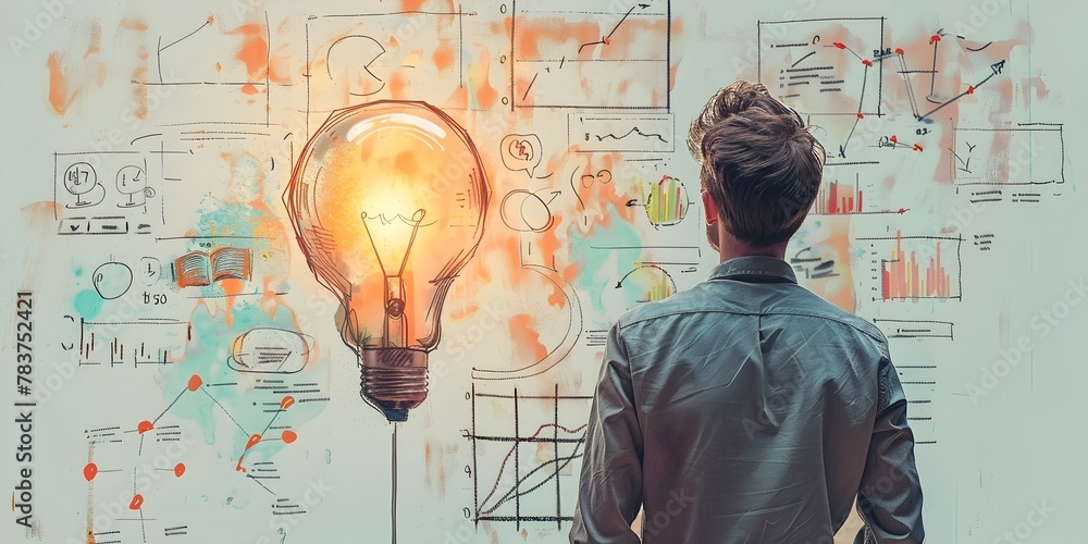 Poster an entrepreneur presents their startup idea to investors using compelling visuals and data analysis 