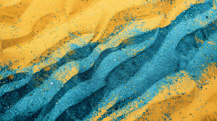 Abstract blue and yellow textured sand background