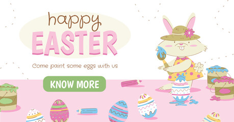 Flat social media promo template for easter celebration