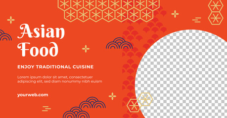 Flat design asian food facebook template