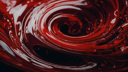 A swirling scarlet red abstract liquid background resonating with melodious energy.