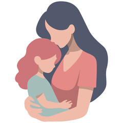 Obraz premium Mother Holding Daughter Illustration.