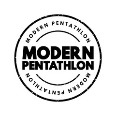 Modern pentathlon - Olympic sport that comprises five different events, text concept stamp