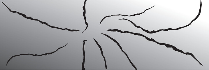 Crack vector icon, cracked ground, earthquake effect, hole wall, ice, glass, egg, dry fissure on land surface, break set from disaster or drought, fractures top view isolated on white background 