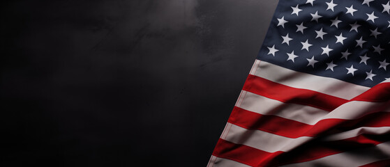 Dramatic American Flag on Dark Background for Patriotism and National Events - obrazy, fototapety, plakaty