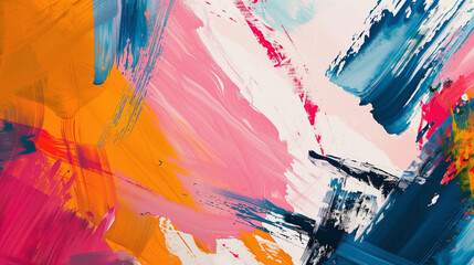 Expressive and bold paint strokes of various colors creating a vibrant and abstract design. - obrazy, fototapety, plakaty