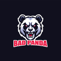 Creative mascot angry panda head logo