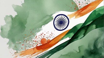 Watercolor background for indian republic day with copy space - obrazy, fototapety, plakaty