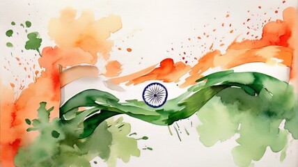 Watercolor background for indian republic day with copy space