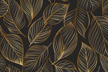 Gold leaf pattern on black background