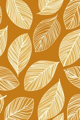 Leaves pattern on orange background