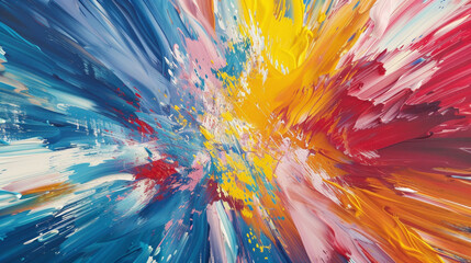 Abstract background with a burst of bold and colorful paint strokes.