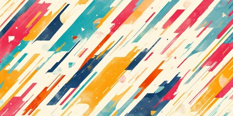 A vibrant and colorful pattern of abstract brush strokes, with bold stripes in shades of pink, teal blue, orange, yellow, and green. 