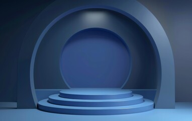 Obraz premium Blue Room with an Empty Podium. Amazing Background for Product Presentation