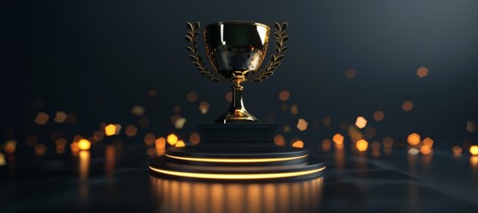 Cup and winner concept, 3d rendering  - obrazy, fototapety, plakaty
