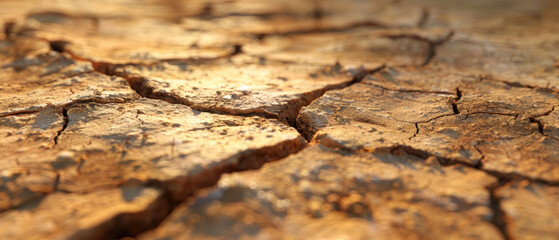 close-up of cracked surface soil ground in hot desert with hot sunlight created with Generative AI Technology