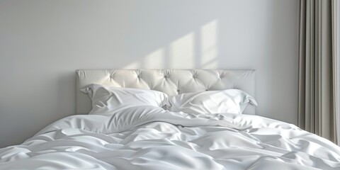 Fototapeta na wymiar Elegant White Bedroom Interior With Plush Bedding and Classic Furniture