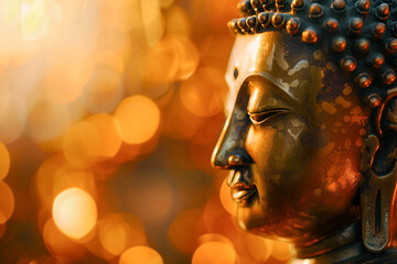 Golden Buddha statue on beautiful background