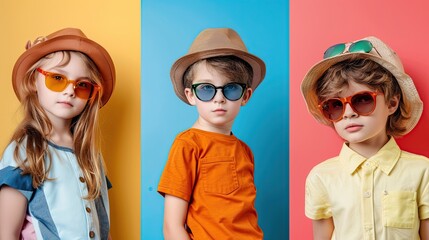 Selection of Chic Children with Different Background Color Schemes