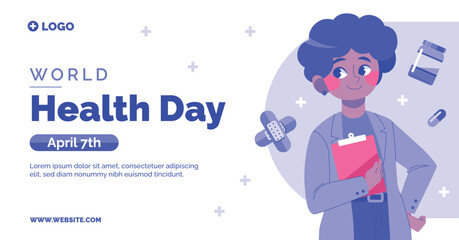 Flat social media promo template for world health day celebration