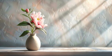 White vase filled with pink flowers on table.