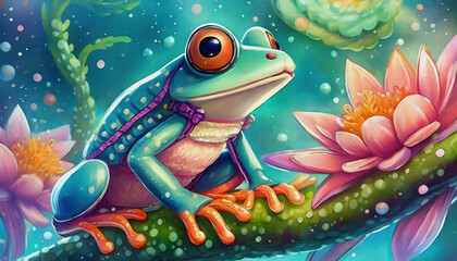 OIL PAINTING STYLE Cartoon character An image showcasing a frog,