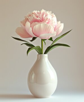 White vase with pink flowers