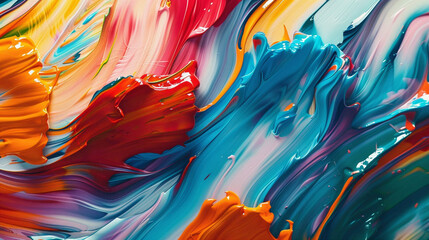 Dynamic and chaotic mix of colorful paint strokes forming an artistic and energetic background.