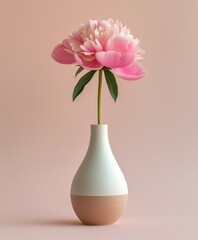 White vase with pink flower