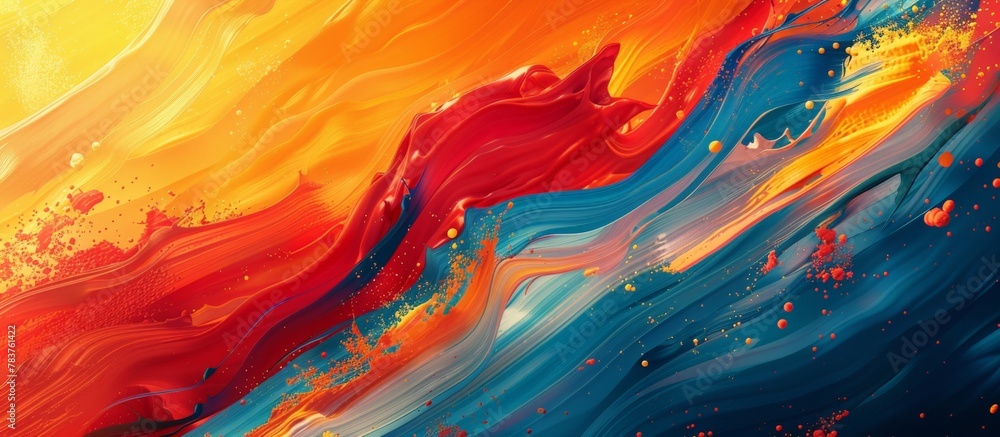 Poster macro shot capturing colorful abstract brushstrokes in the background