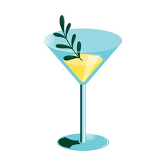 Set of cocktails. An illustration of classical drinks in different types of glasses. Vector illustration of summer cocktails isolated on background. Popular cocktails for design menu, posters