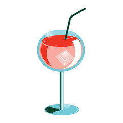 Set of cocktails. An illustration of classical drinks in different types of glasses. Vector illustration of summer cocktails isolated on background. Popular cocktails for design menu, posters