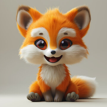 A cute and happy baby coyote 3d illustration