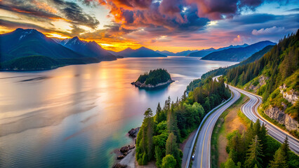 Sea to Sky Highway on Pacific Ocean