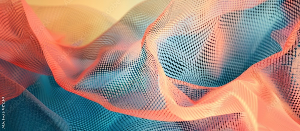 Aufkleber vibrant textile material with abstract retro colors in a close-up shot, creating a blurred backgroun