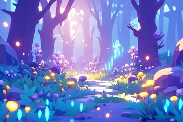 Candy land forest, sweet and magical world with candy and sweets - obrazy, fototapety, plakaty