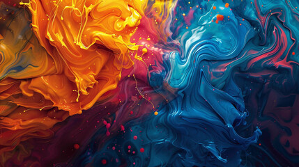 Intense and saturated paint colors forming an abstract and artistic backdrop.