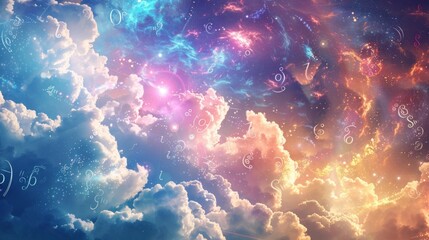 Celestial Sky with Numerology Symbols - obrazy, fototapety, plakaty