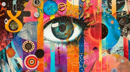 Abstract Numerology Eye Collage Art