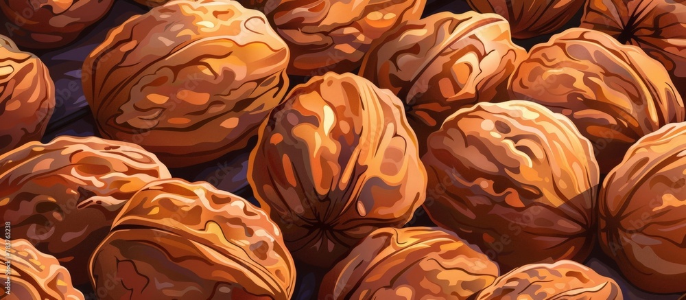 Poster close-up view of assorted nuts displayed on a table surface