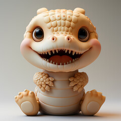 A cute and happy baby crocodile 3d illustration