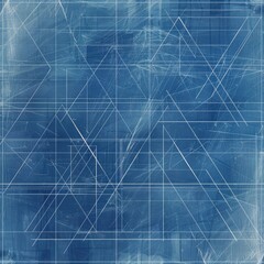 Triangles intersecting in an architectural blueprint style - obrazy, fototapety, plakaty