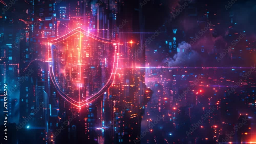 Aufkleber digital safety through captivating artistic depictions it features a digital shield symbol set again