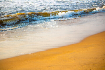 Beach sand and Waves. . The Beautiful Marina Beach, a natural urban beach in Chennai, Tamil Nadu,...