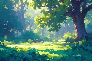 Obraz na płótnie Canvas Forest, Illustration, background wallpaper, nature