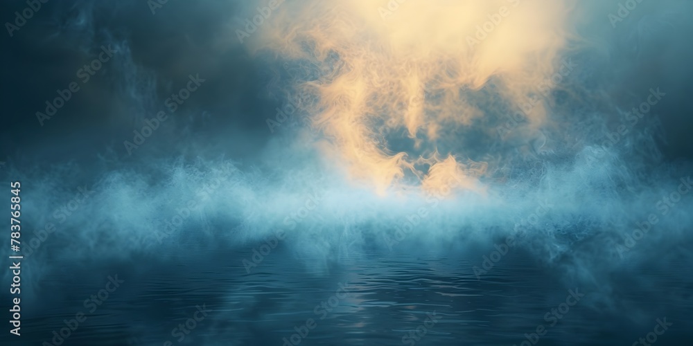Poster pulsating rhythm within mystical fog mimics the heartbeat of life in abstract ethereal setting with 